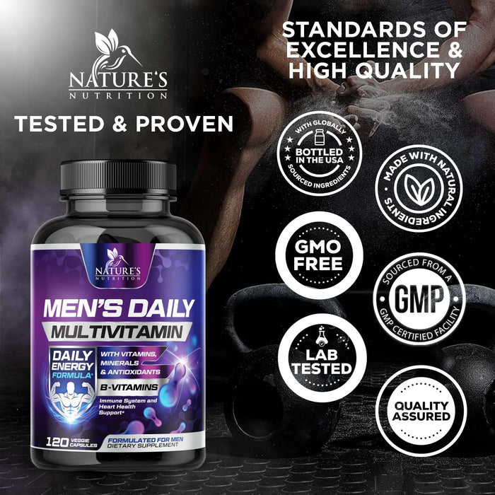 Multivitamin for Men - Vitamin A, C, D, E, Zinc, Calcium, Multivitamins for Immune Health Support, Vitamin B12, Men’s Daily Multivitamin Supplement Capsules, Non-GMO Mens Multi Vitamins - 120 Capsules