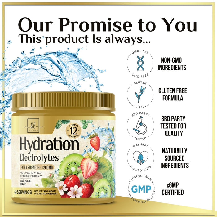 Hydration Replenisher Daily Electrolyte Drink Mix â€“ Rapid Hydration Powder with 6 Electrolytes & Minerals, Zero Sugar, Keto, Vegan, Non-GMO & Sugar-Free Electrolyte Powder Tub - 60 Servings
