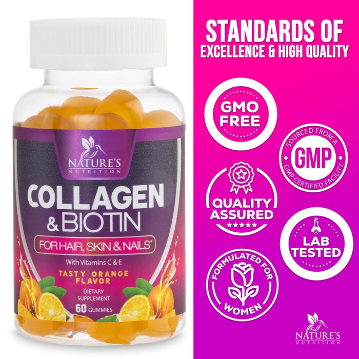 Collagen Gummies with 2500mcg Biotin – 60 Count
