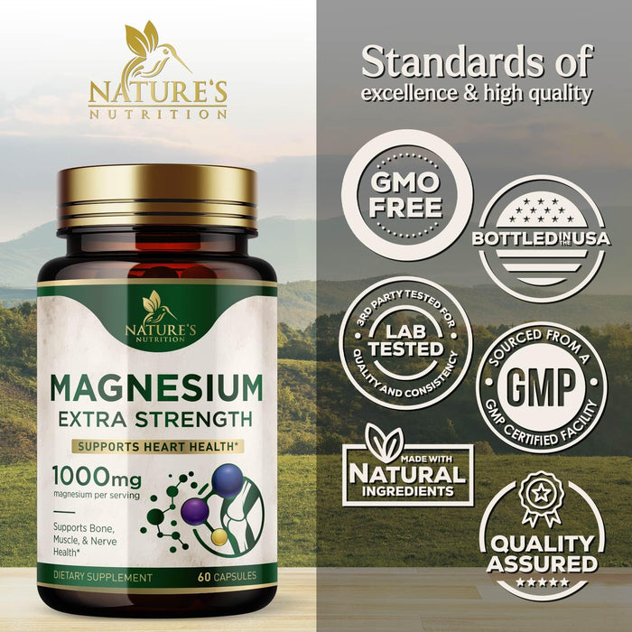 Magnesium (Citrate Oxide) 1000mg for Absorption – 60 Capsules