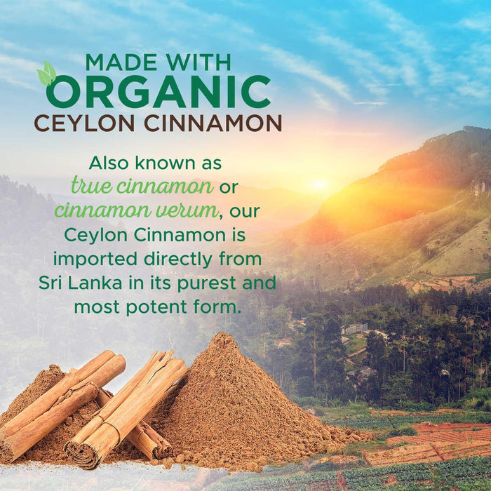 Ceylon Cinnamon Capsules 1800mg - Certified Organic Ceylon Cinnamon Powder Supplement, Bottled in USA, Extra Strength Energy & Heart Support Pills, Non-GMO & Gluten Free, Sugar Free - 180 Capsules