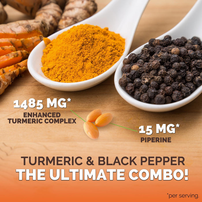 Turmeric Curcumin Supplement 1500mg with Curcuminoids - Tumeric Extract & Black Pepper for Best Advanced Absorption, Nature's Joint Herbal - Immune, Brain, Heart Support, Vegan & Non-GMO - 60 Softgels