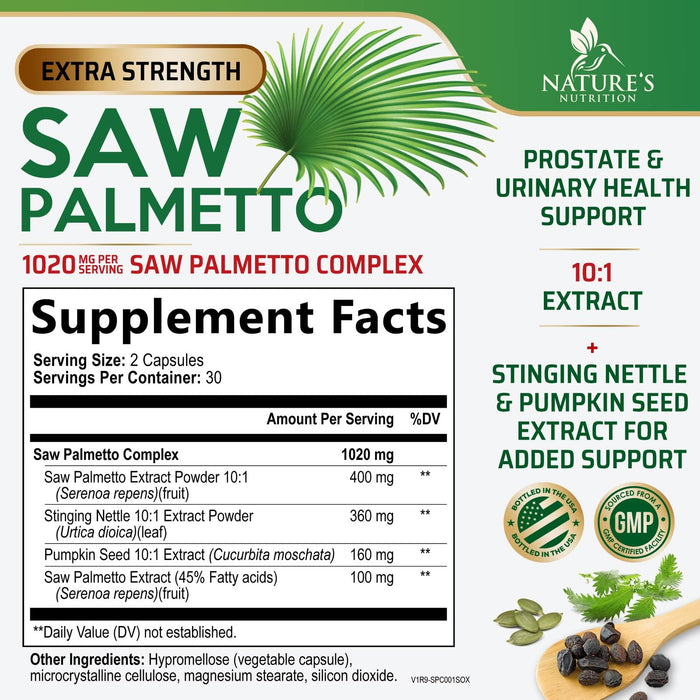 Saw Palmetto for Men 1000MG Prostate Health – 60 Capsules