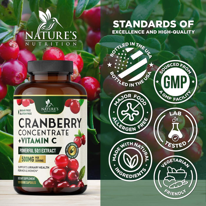 Cranberry Pills for Women – 500mg – 120 Capsules