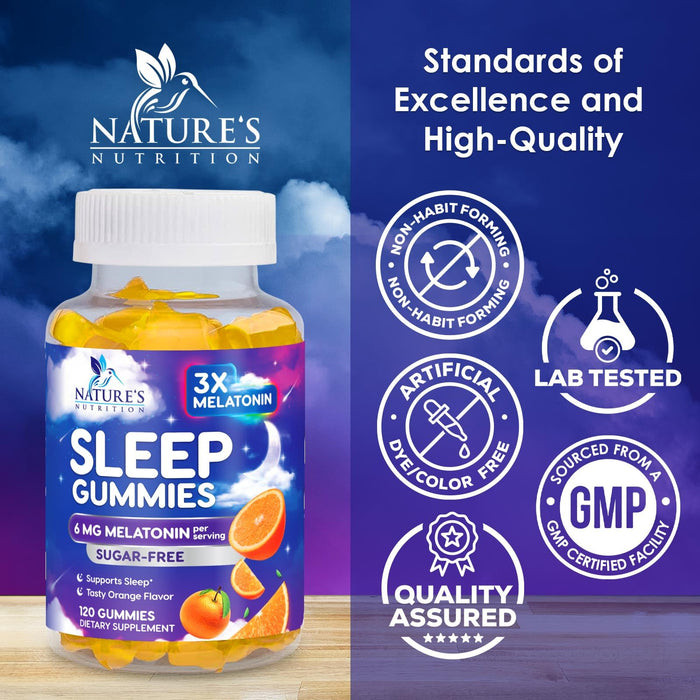 Melatonin Sleep Gummies Sugar Free – 6mg – 120 Count