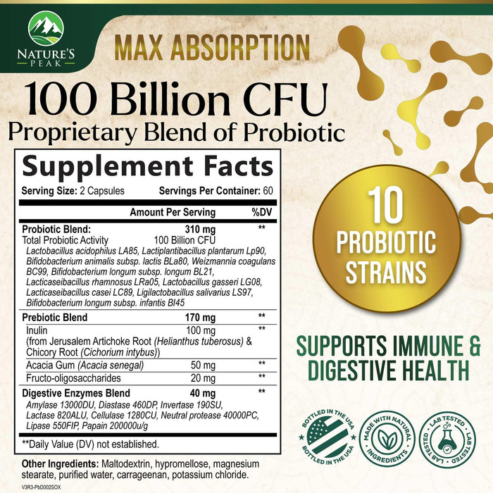 Probiotics for Women's Digestive Health - 100 Billion CFU, 16 Strains with Prebiotics, Supports Immune, Gut Health, PH, Gas & Bloating, Best Probiotic for Women & Men, Shelf Stable - 120 Capsules