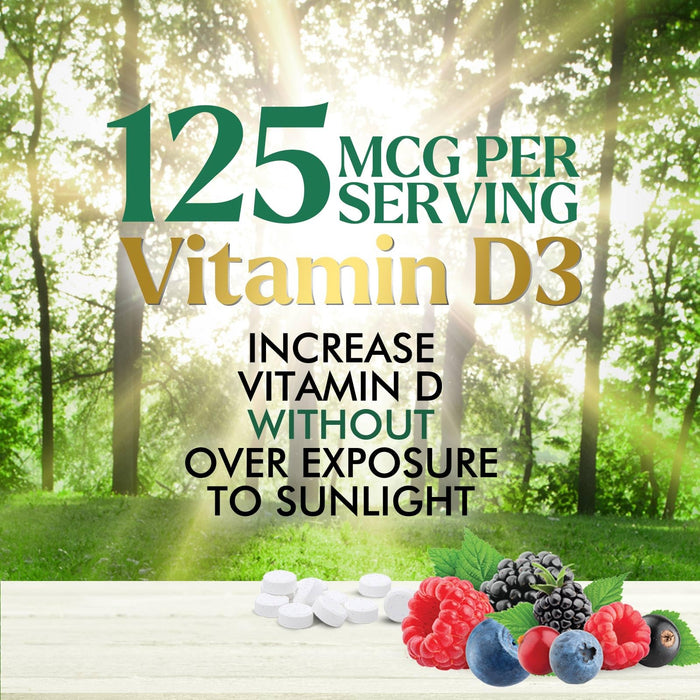 Vitamin D3 5000 IU (125 mcg) Nature's Vitamin D Chewable for – 120 Count Tablets