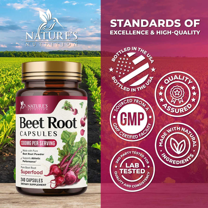 Beet Root Capsules 1300mg – 240 Veggie Capsules