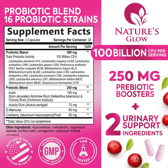 Probiotics For Women 50 Billion CFU - Women's Probiotic For Digestive Health 16 Unique Strains - Daily Vaginal PH Balance & Feminine Health Support, Womens Probiotic With Acidophilus - 60 Capsules