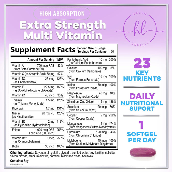 Multivitamin for Women - Vitamin A, C, D, E, and 8 B Vitamins for Energy & Immune Support, with Biotin, Iron & Zinc for Bone & Skin Health, Daily Womens Multivitamin & Minerals - 120 Softgels