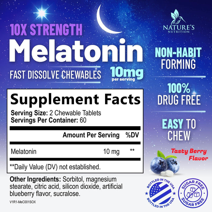 Fast Dissolve Melatonin 10mg – 120 Chewable Tablets