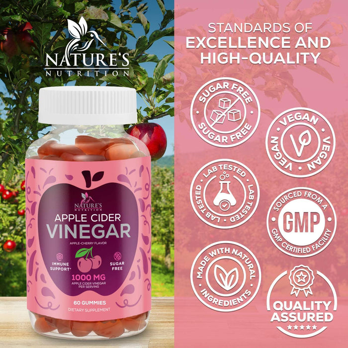 Vegan Apple Cider Vinegar Gummy 1000mg – 60 Gummies