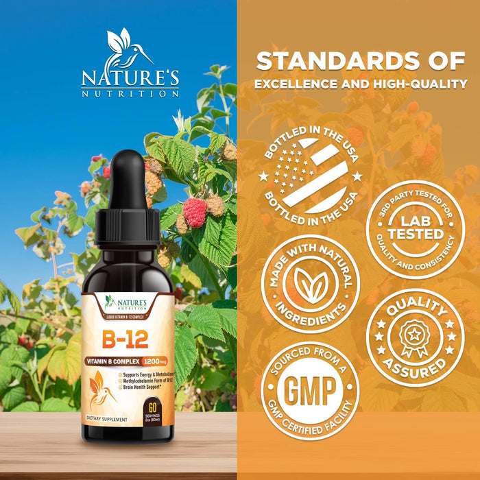 Vegan B-12 Vitamin Drops (Methylcobalamin) Super B Complex – 2 Fl Oz