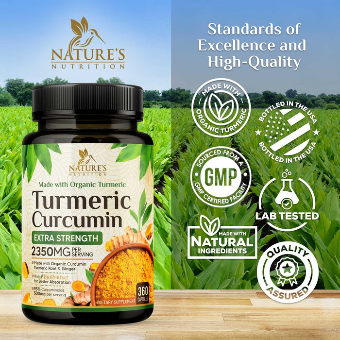 Turmeric Curcumin 1750mg with Organic Turmeric & Ginger – 360 Capsules