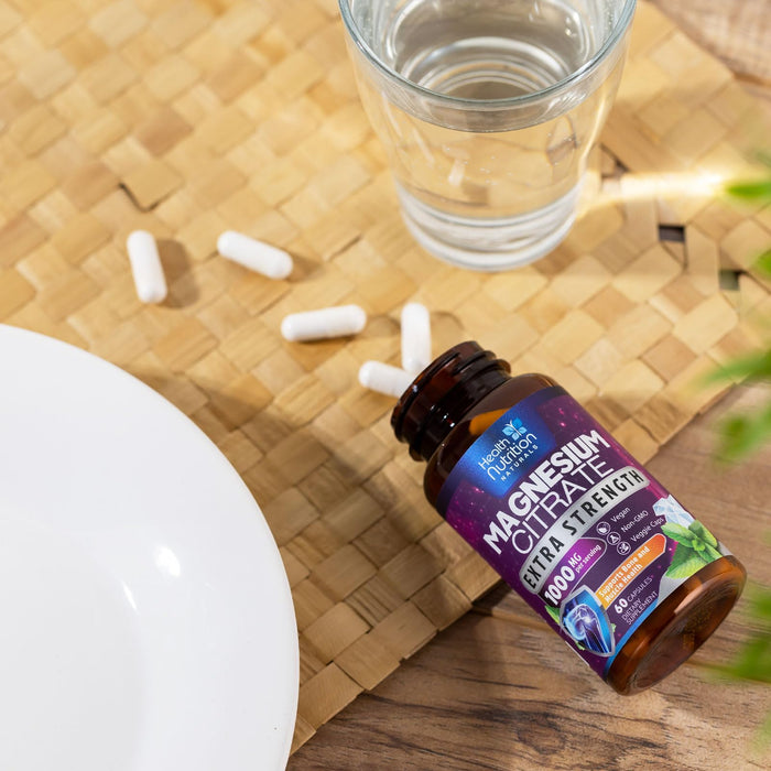 Magnesium Citrate 1000mg - Max Strength Magnesium Capsules for Muscle, Nerve, Bone and Heart Health Support, Natural Sleep Support, High Absorption Citrate Oxide Powder Complex