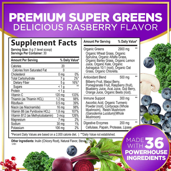 Hello Lovely! Super Greens Powder - Green Blend Drink Smoothie Mix for Energy Support with Superfood Spirulina, Chlorella & Antioxidants, Digestive Enzymes, Vegan, Non-GMO Greens Powder - 30 Servings